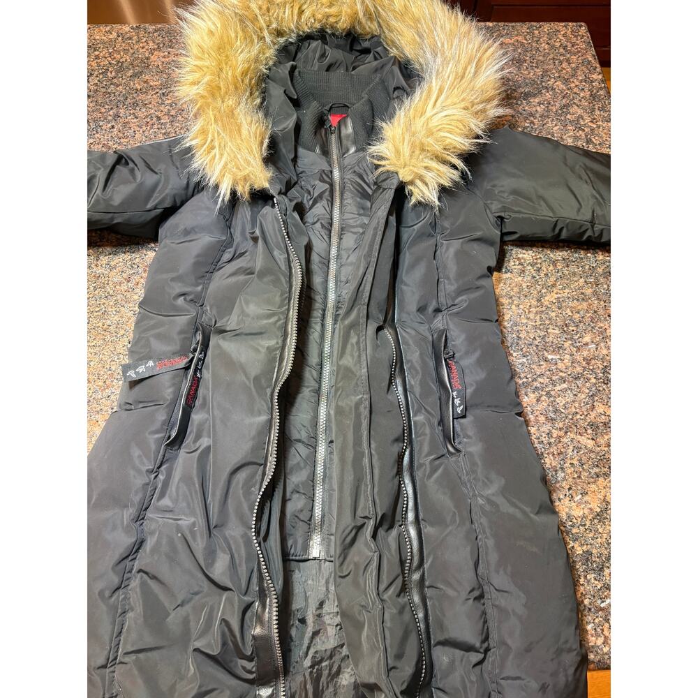 Canada Weather Gear Womens Black Long Parka Fur Trim Size S - Picture 10 of 14